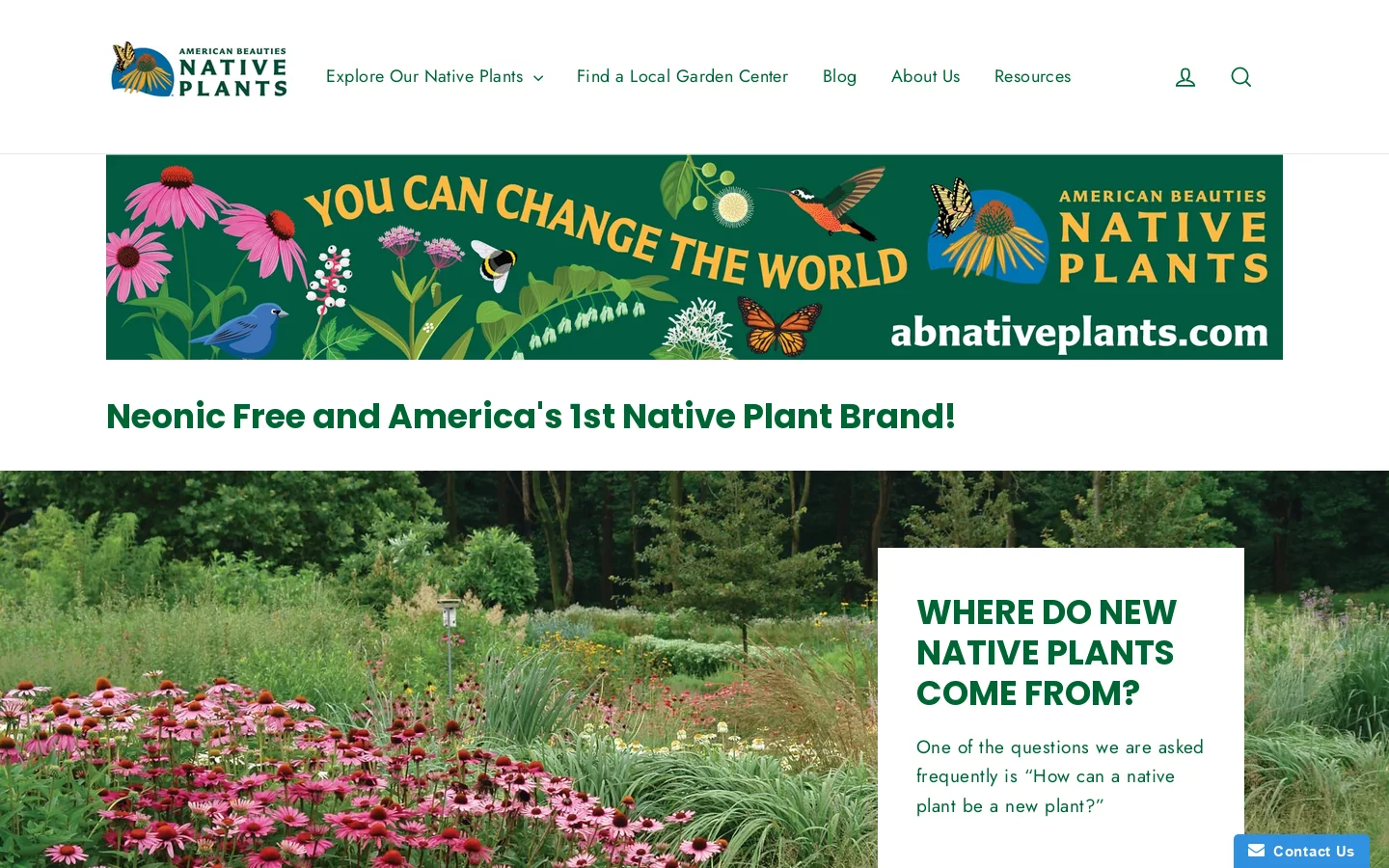American Beauties Native Plants Homepage screenshot