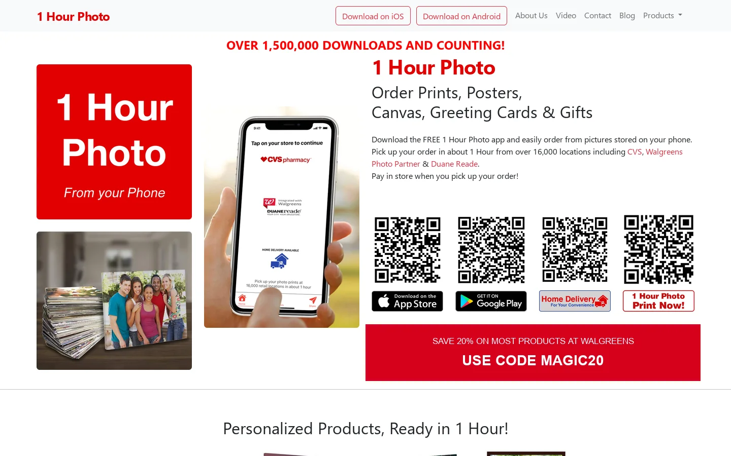 1 Hour Photo Homepage screenshot