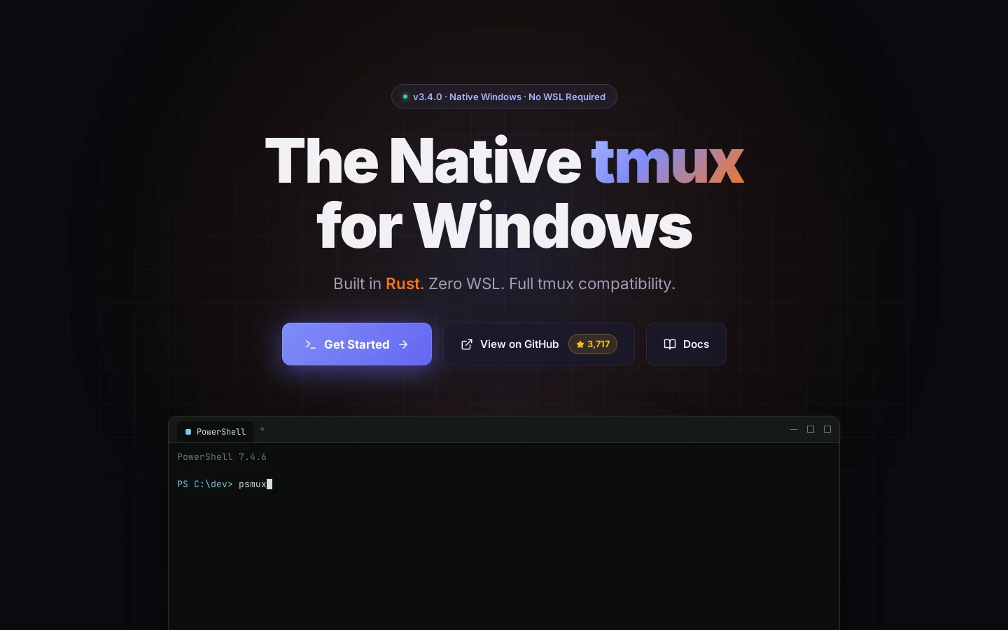 psmux Homepage screenshot