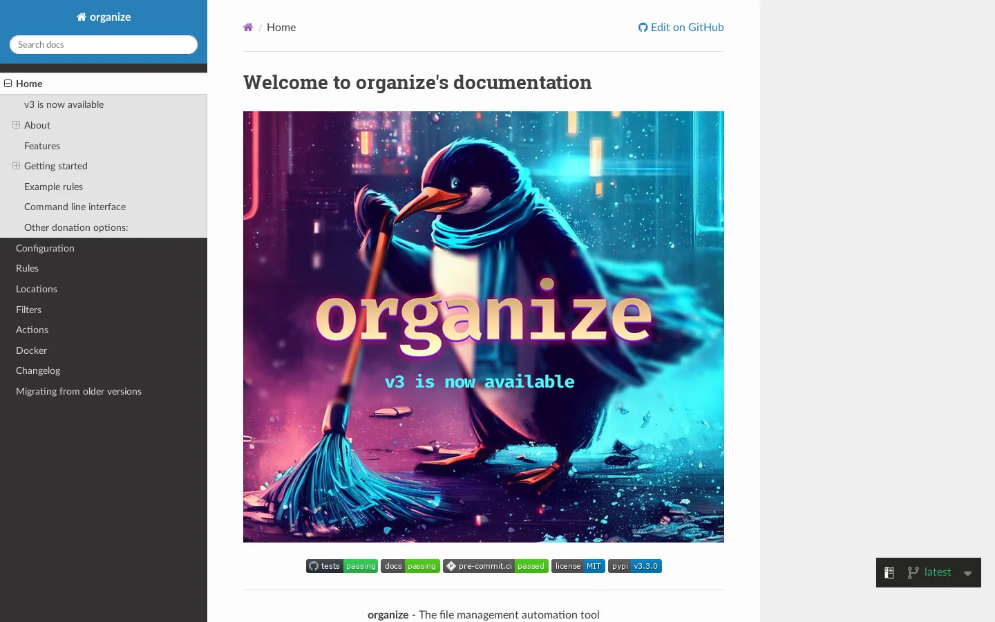 organize Homepage screenshot