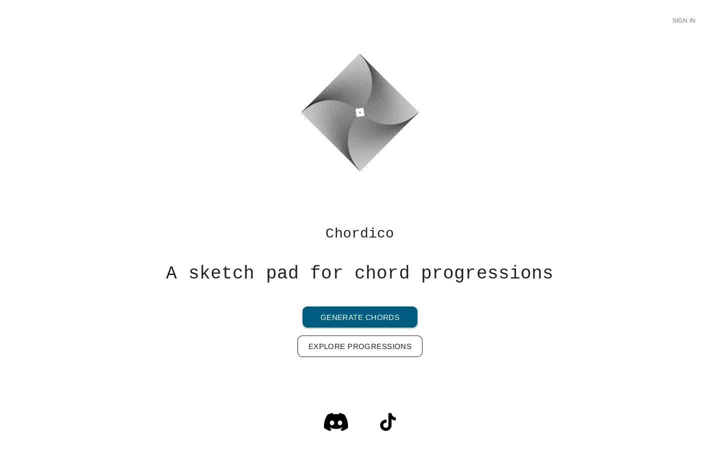Chordico Homepage screenshot