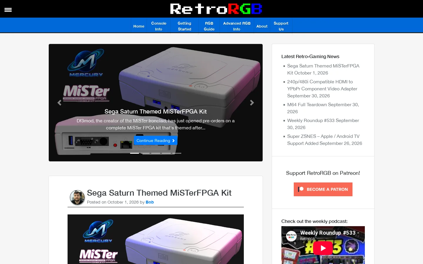 RetroRGB Homepage screenshot