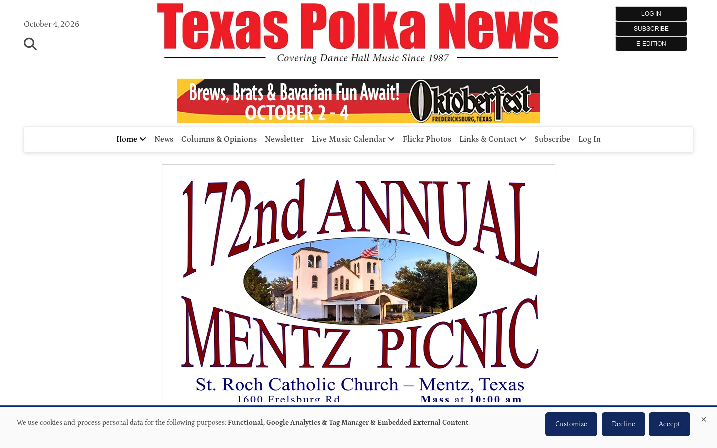 Texas Polka News Homepage screenshot