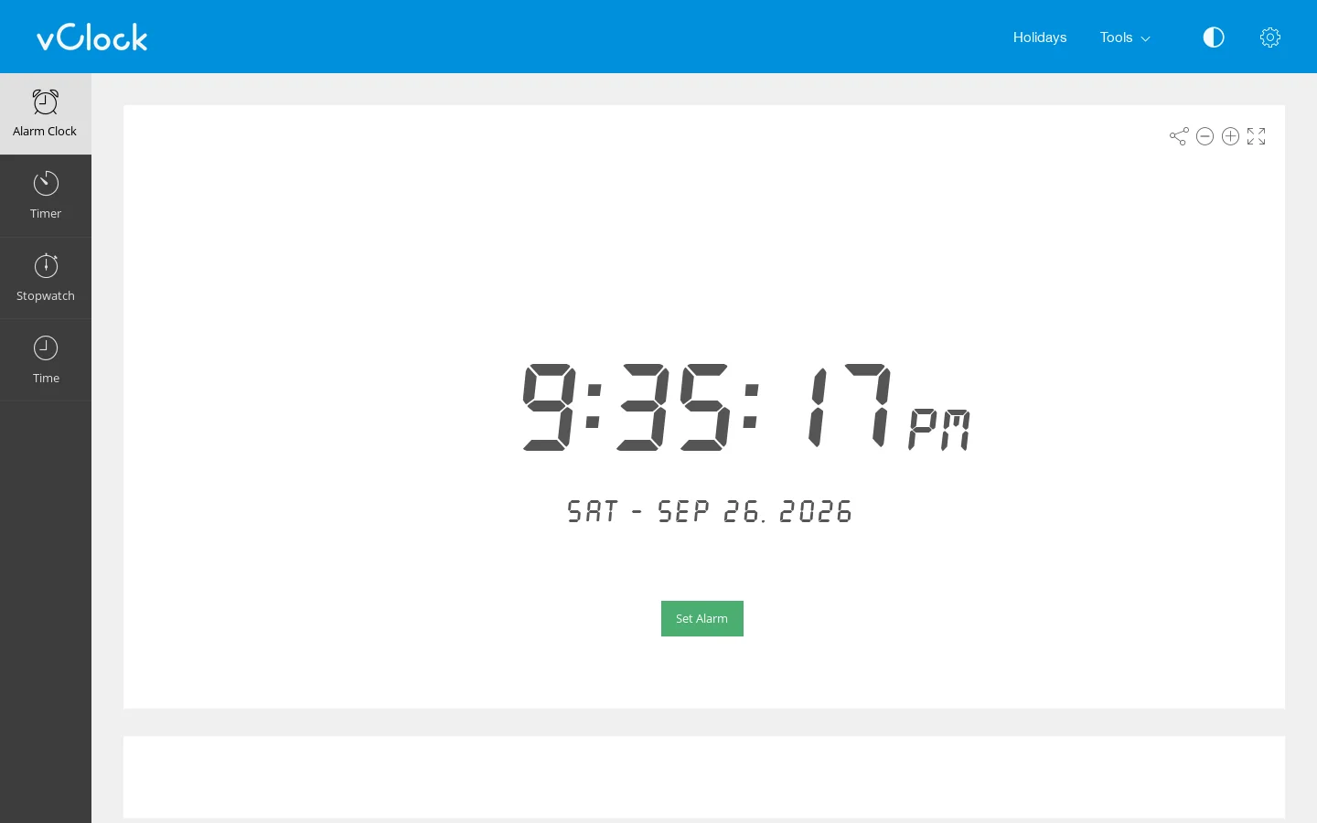 vClock Homepage screenshot
