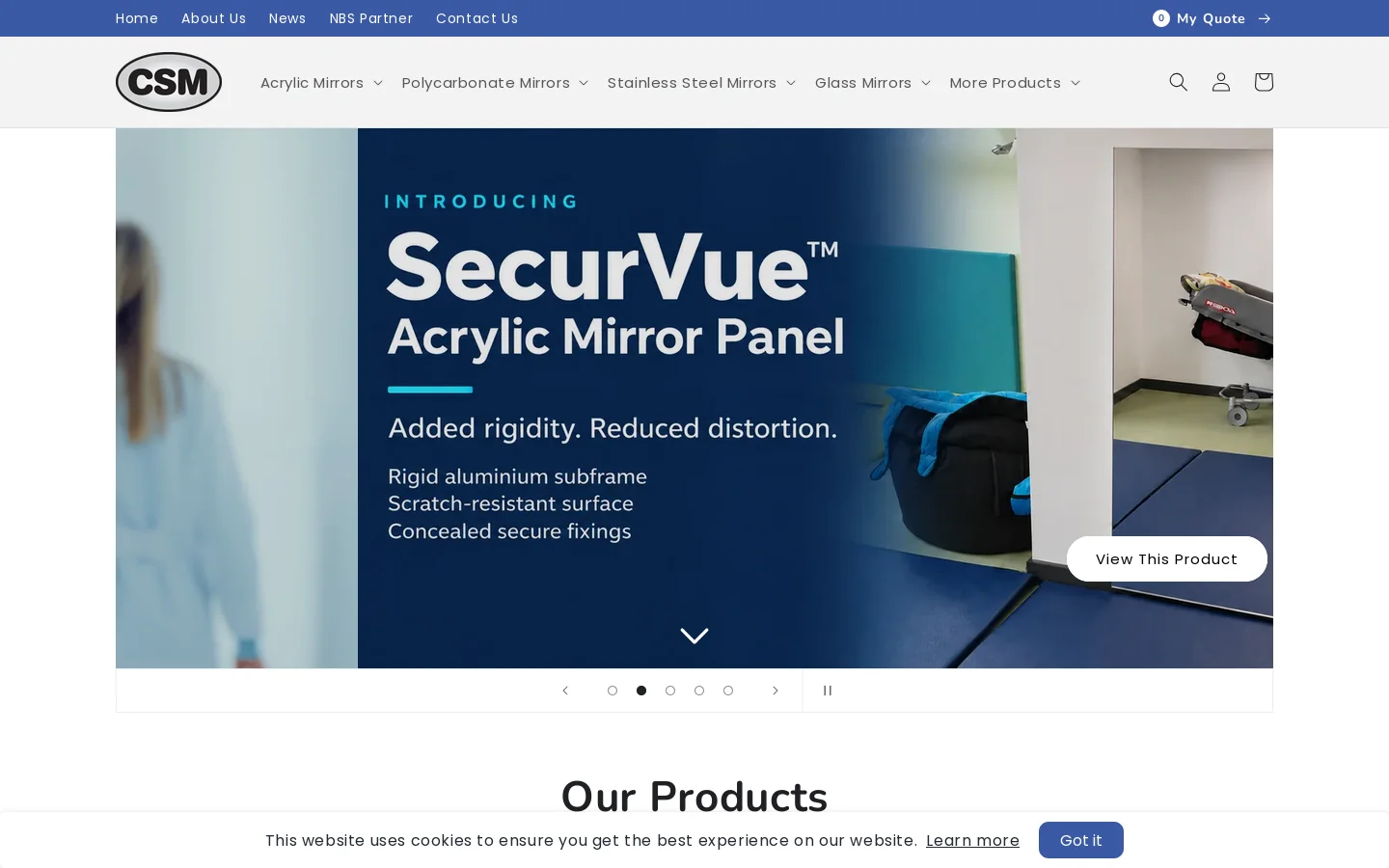 Safe, Durable & Unbreakable Mirrors - Clarke's Safety Mirrors Homepage screenshot
