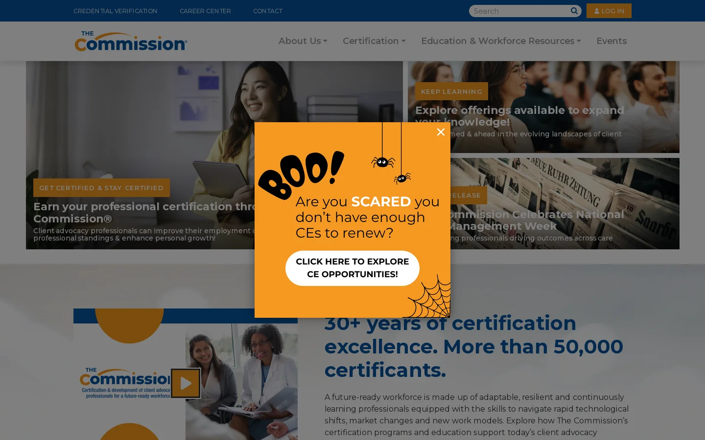 The Commission | Certification & development of client advocacy professionals for a future-ready workforce Homepage screenshot
