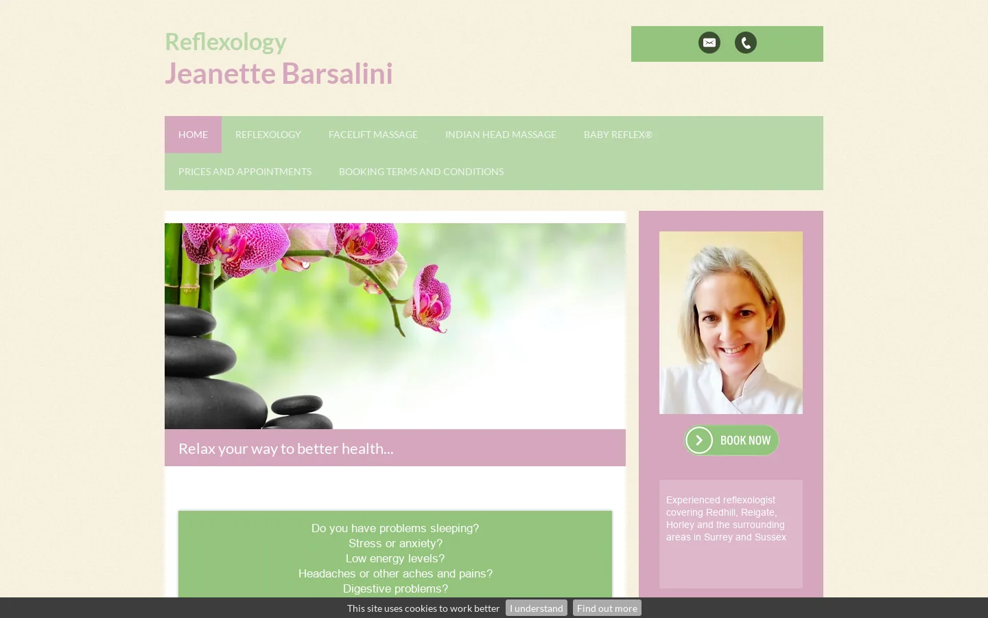Reflexologist in Redhill - Reflexology and Maternity Reflexology for Horley and Reigate Homepage screenshot