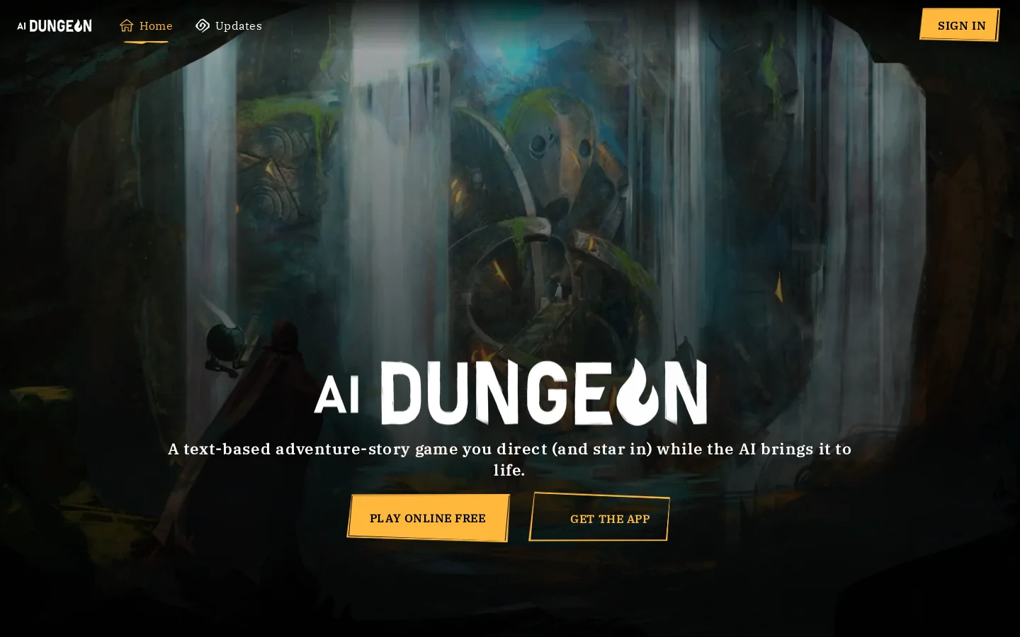 AI Dungeon Homepage screenshot