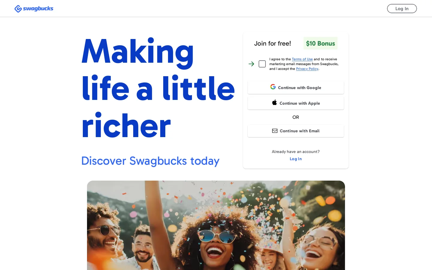 Swagbucks Homepage screenshot