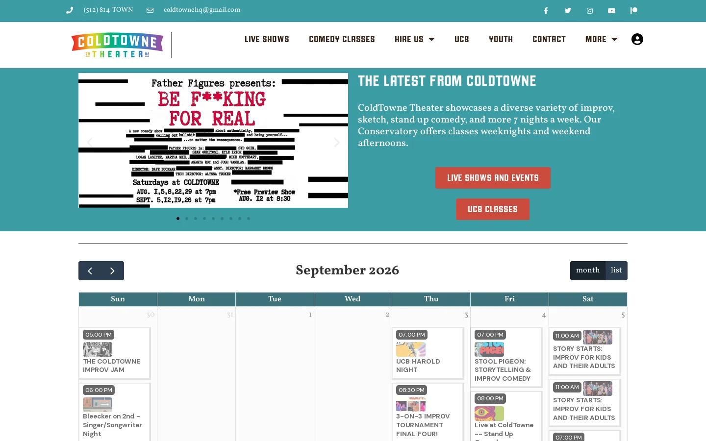 Coldtowne Theater Homepage screenshot