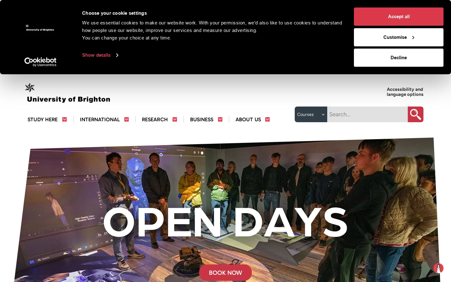 University of Brighton Homepage screenshot