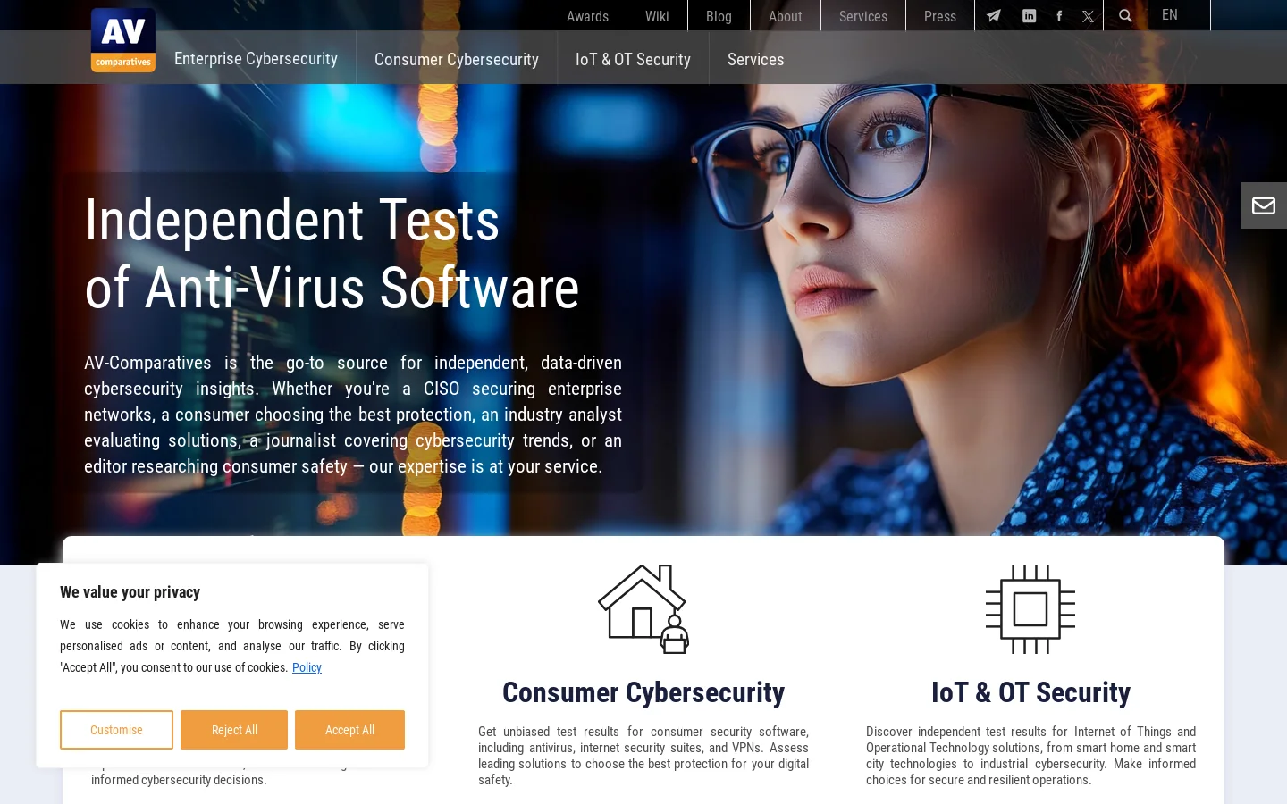 AV-Comparatives Homepage screenshot