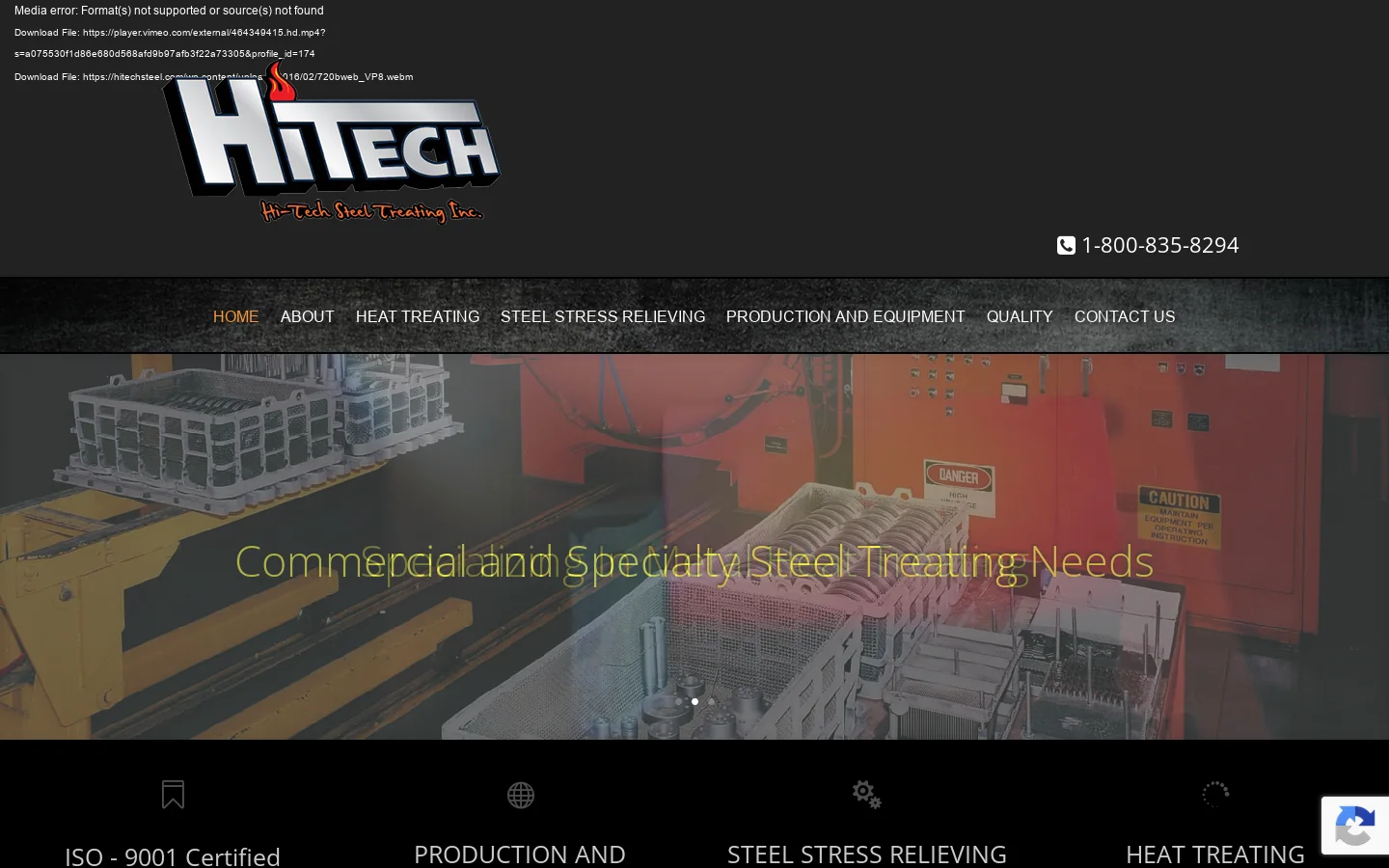 HiTech Steel Homepage screenshot