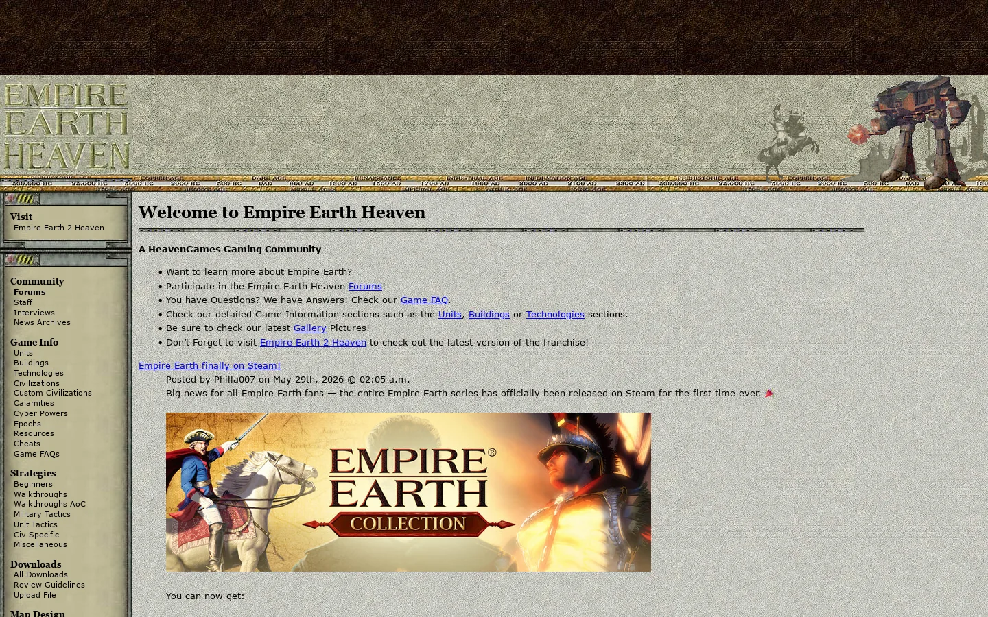Empire Earth Heaven Homepage screenshot