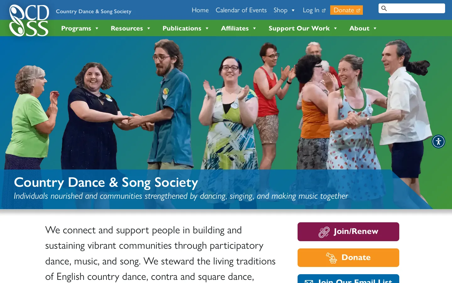 Home - Country Dance & Song Society Homepage screenshot
