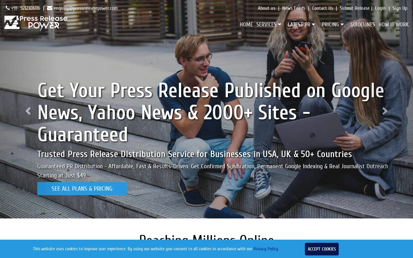 Press Release Power Homepage screenshot