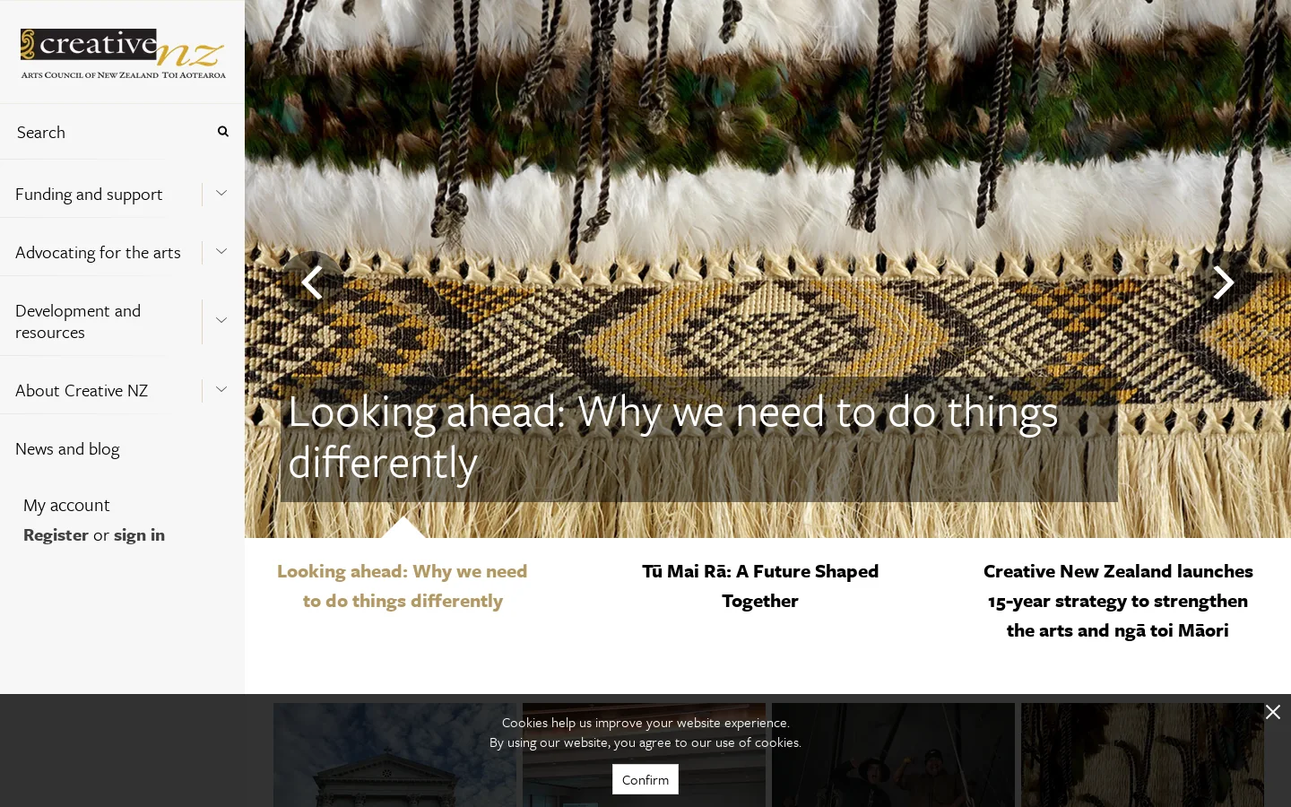 Creative New Zealand | Creative New Zealand Homepage screenshot