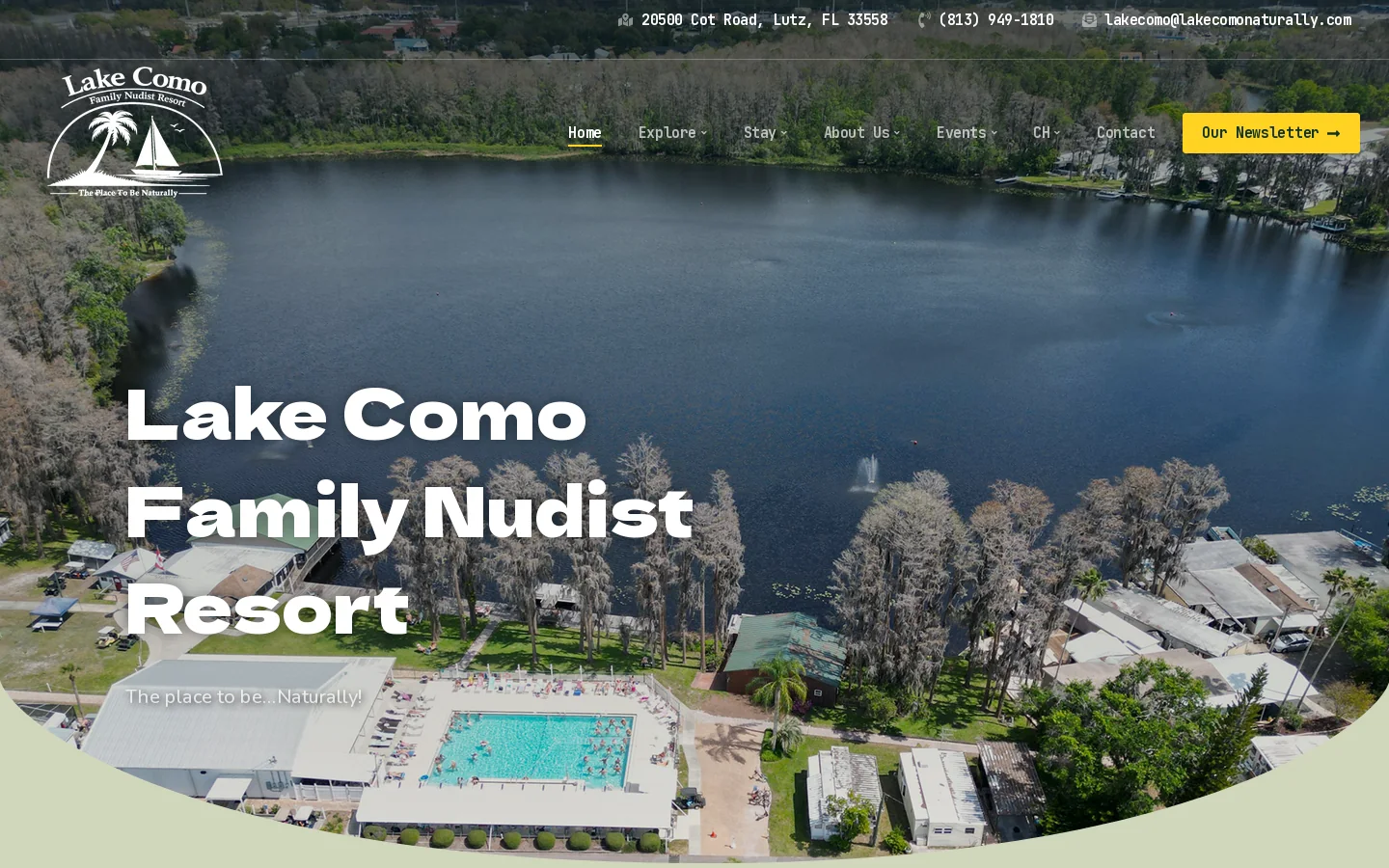 Home - Lake Como Family Nudist Resort Homepage screenshot