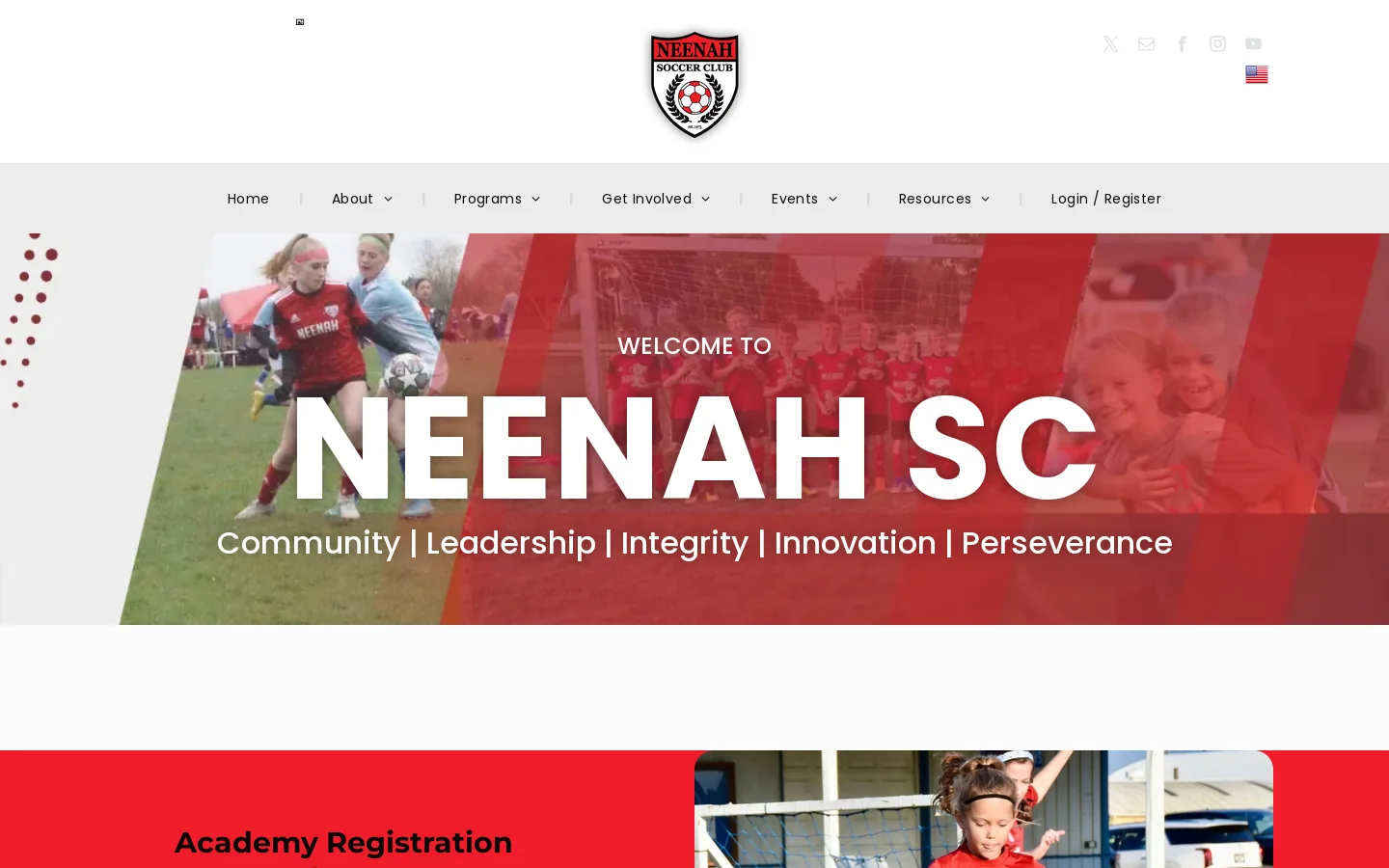 Neenah Soccer Club Homepage screenshot