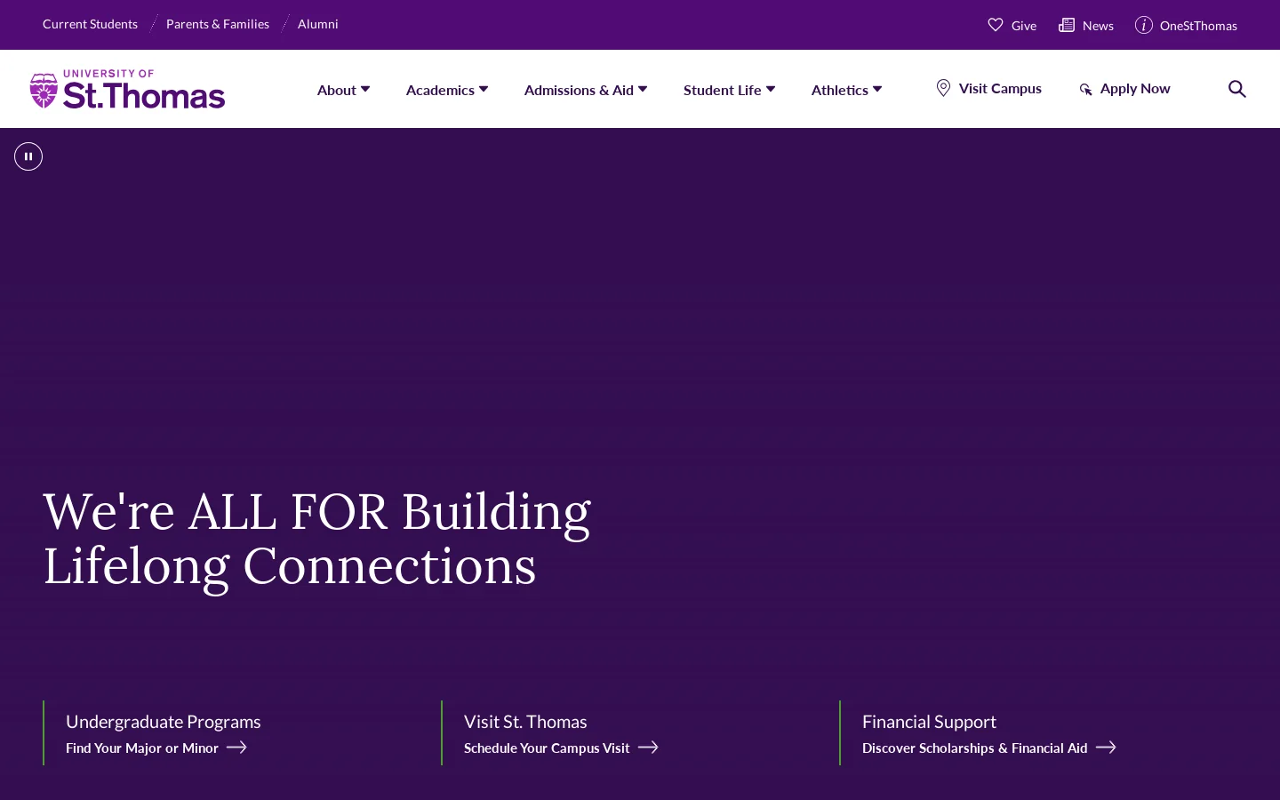 University of St. Thomas - Minnesota | University of St. Thomas - Minnesota Homepage screenshot