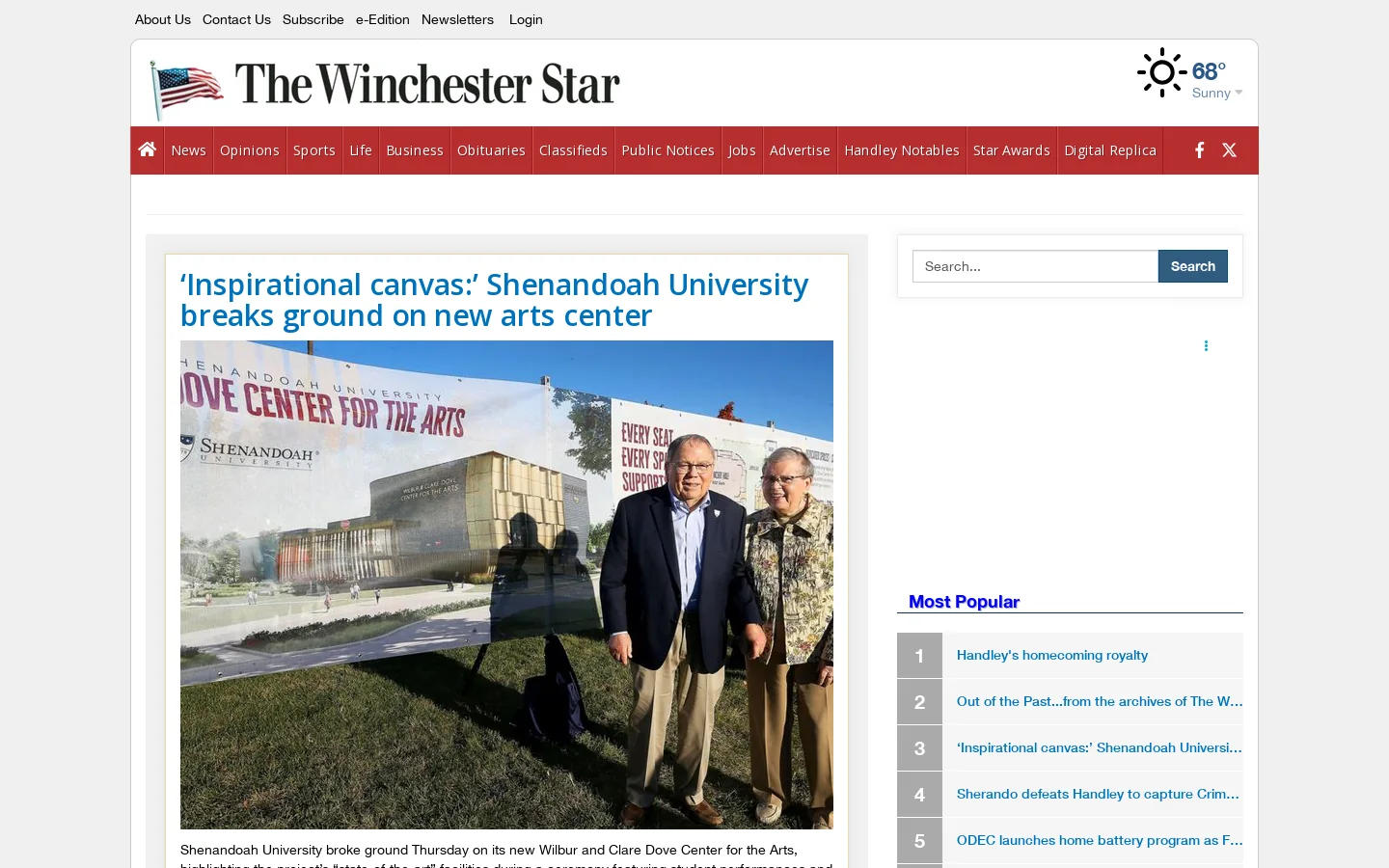 winchesterstar.com Homepage screenshot