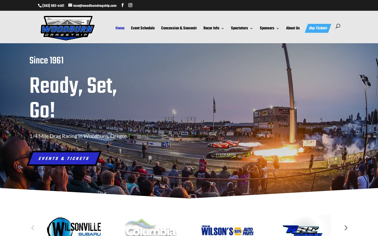 Woodburn Dragstrip Homepage screenshot