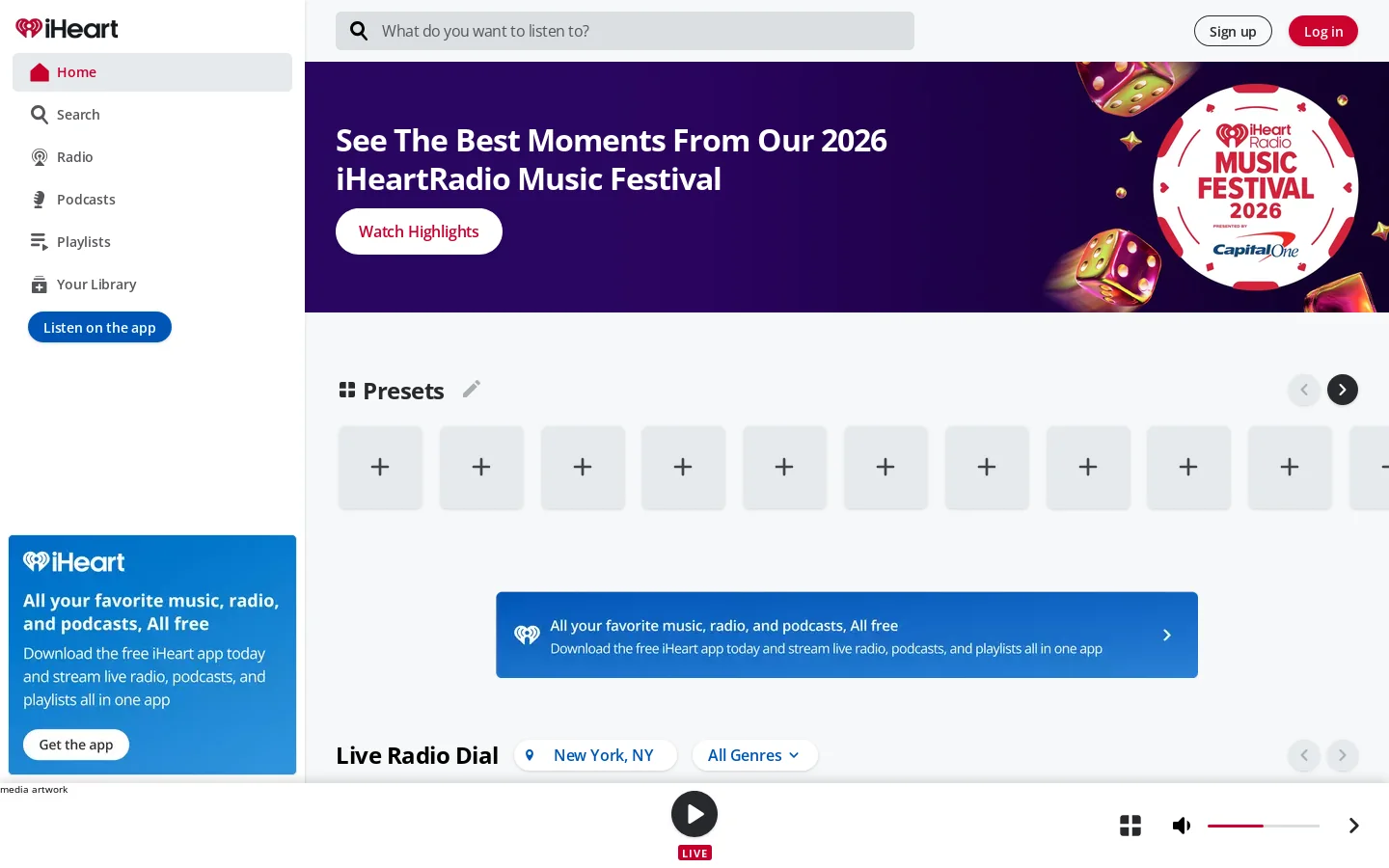 iHeart Homepage screenshot