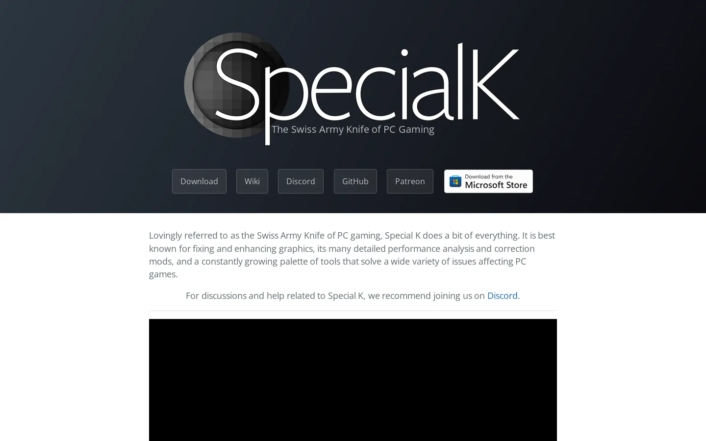 Special K Homepage screenshot