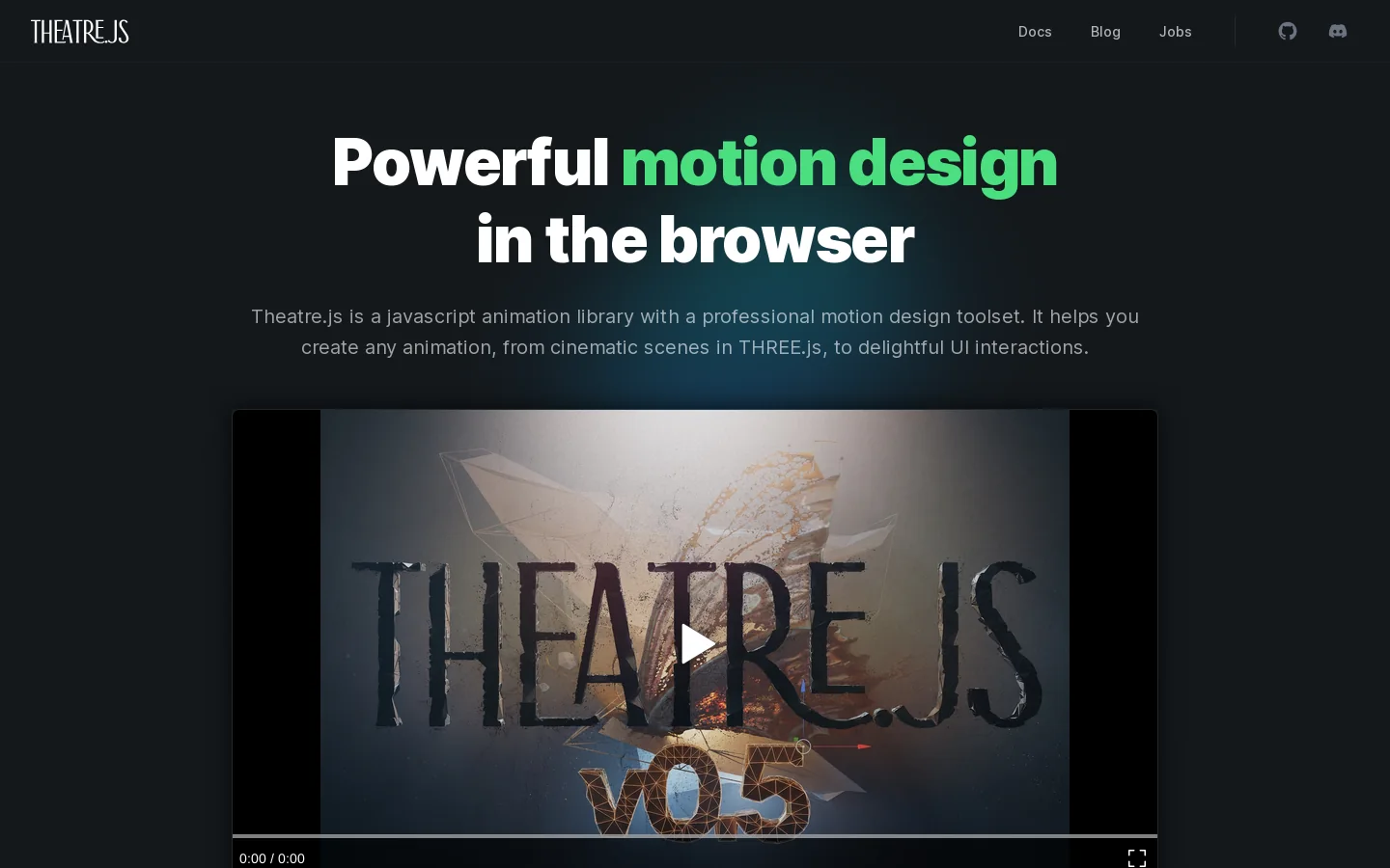 Theatre.js Homepage screenshot