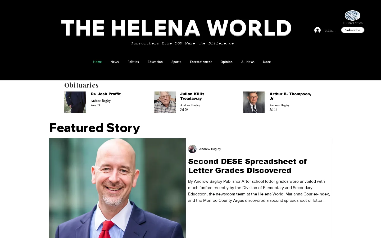 Helena World Newspaper Homepage screenshot