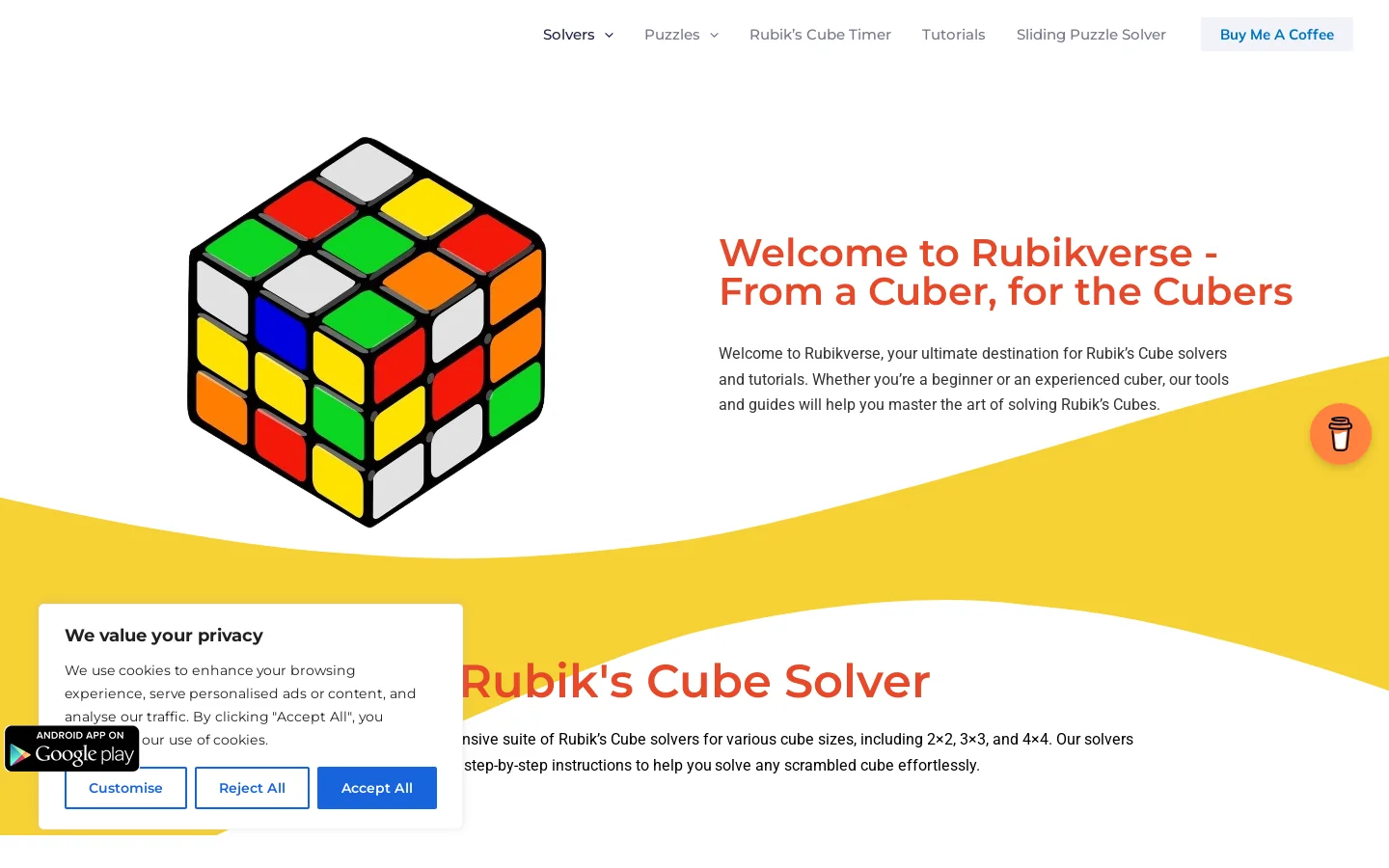 Rubikverse Homepage screenshot