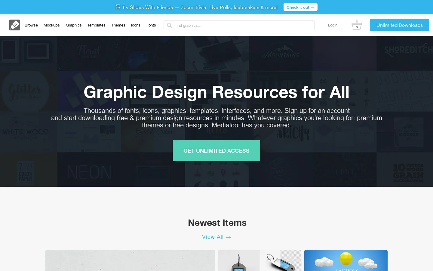 Medialoot Homepage screenshot