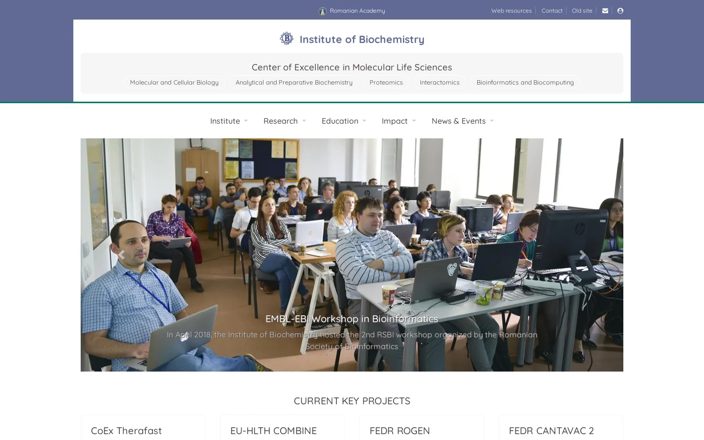 Home — Institute of Biochemistry of the Romanian Academy Homepage screenshot