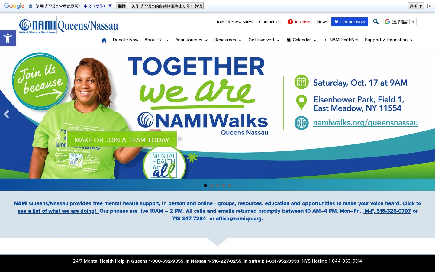 NAMI Queens/Nassau: Mental Health Support, Education & Resources Homepage screenshot