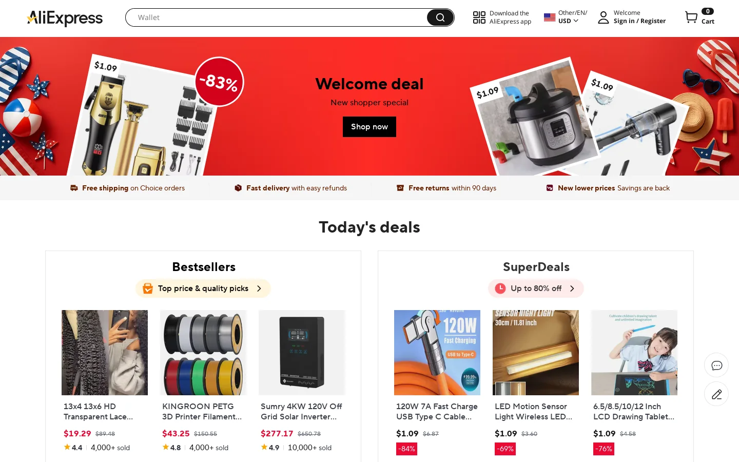 AliExpress - Online Shopping for Popular Electronics, Fashion, Home & Garden, Toys & Sports, Automobiles and More. Homepage screenshot