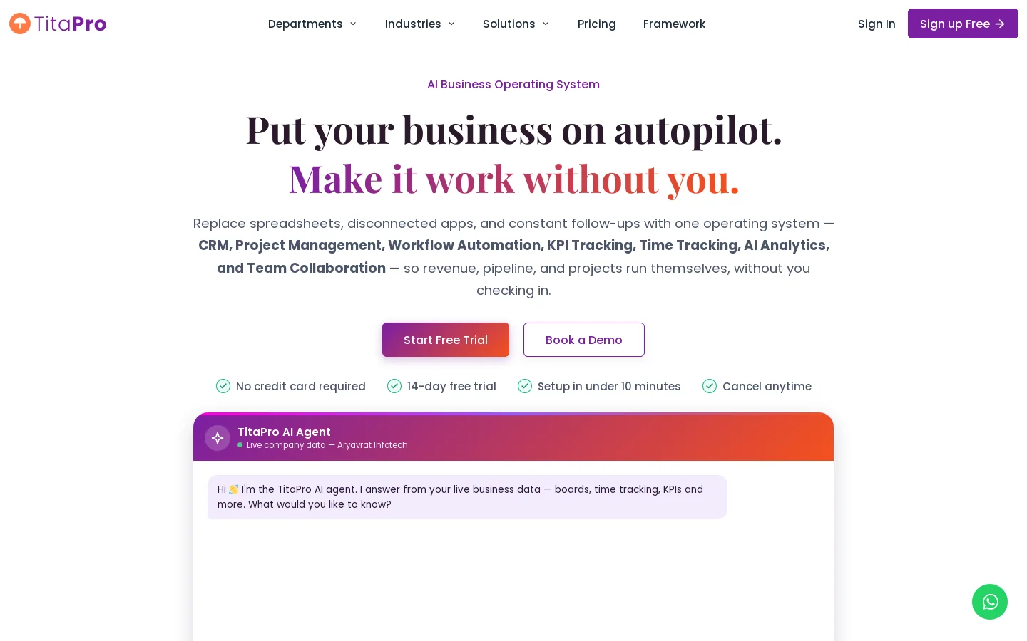 TitaPro Homepage screenshot