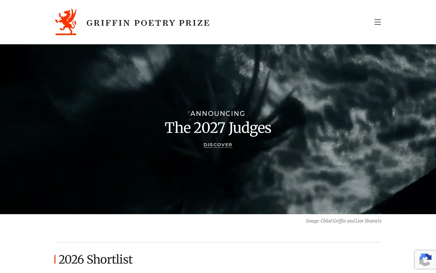 Griffin Poetry Prize Homepage screenshot