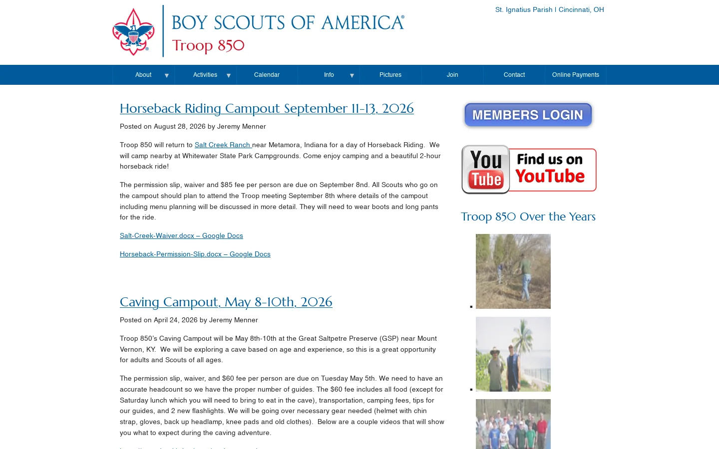 Troop 850 Homepage screenshot
