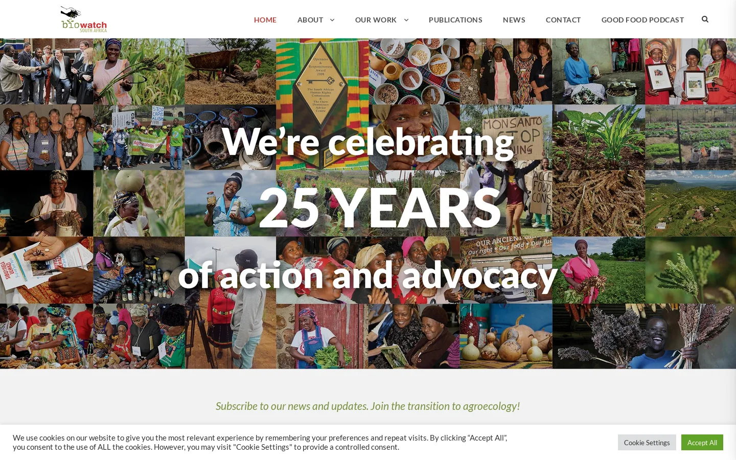 Biowatch South Africa Homepage screenshot