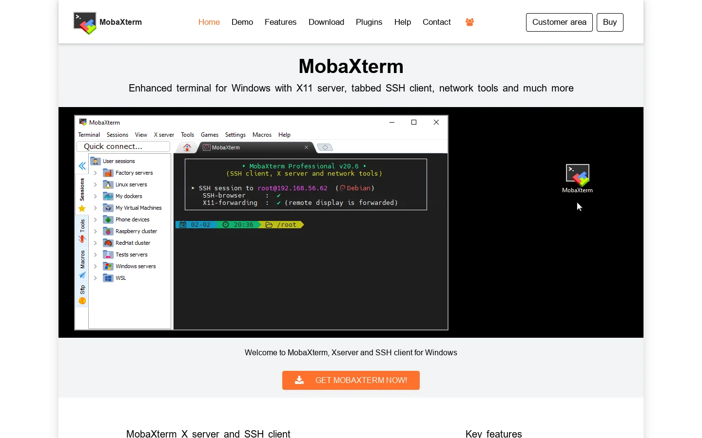 MobaXterm free Xserver and tabbed SSH client for Windows Homepage screenshot