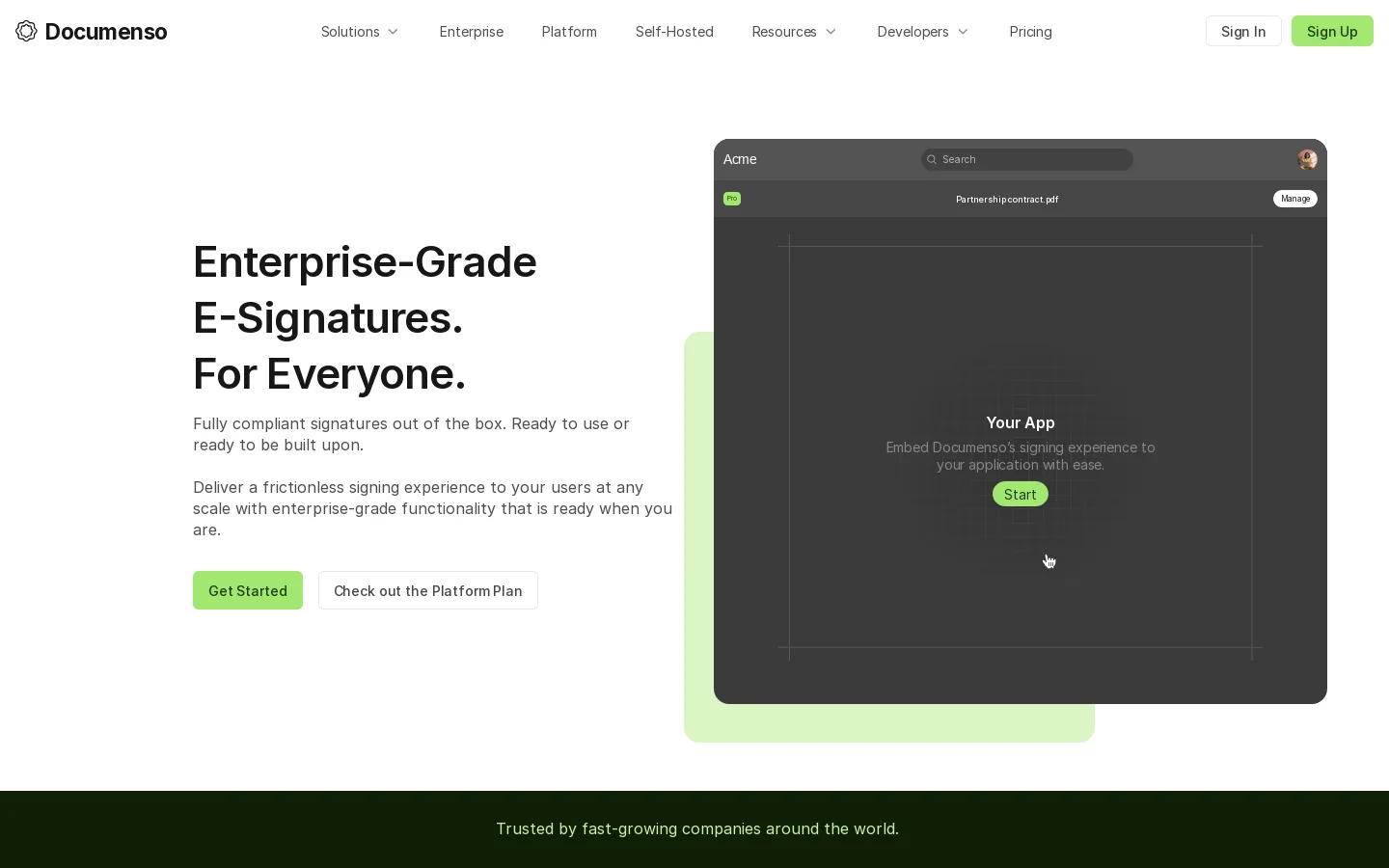 Documenso Homepage screenshot