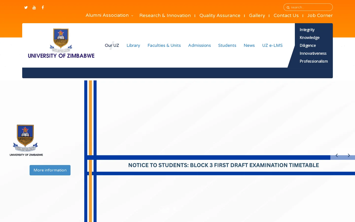 UZ Homepage screenshot