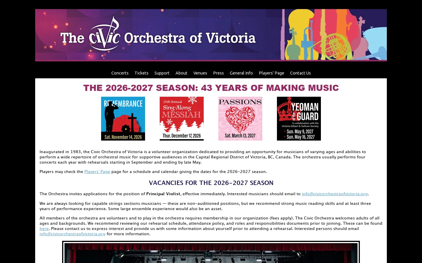 Civic Orchestra of Victoria Homepage screenshot