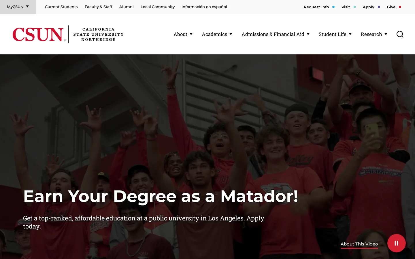 California State University, Northridge Homepage screenshot