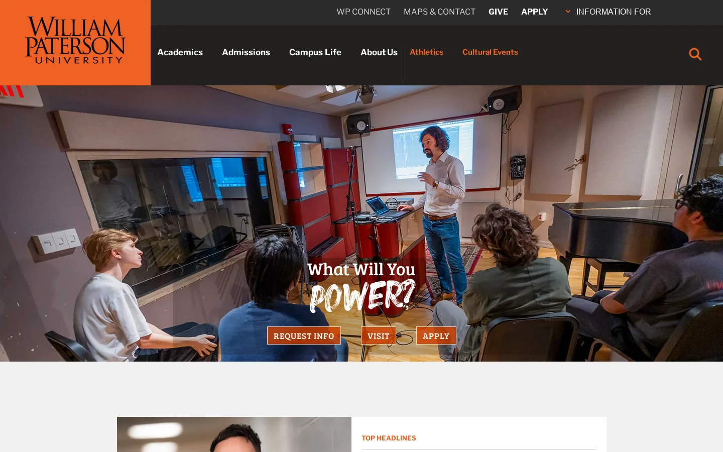 William Paterson University Homepage screenshot