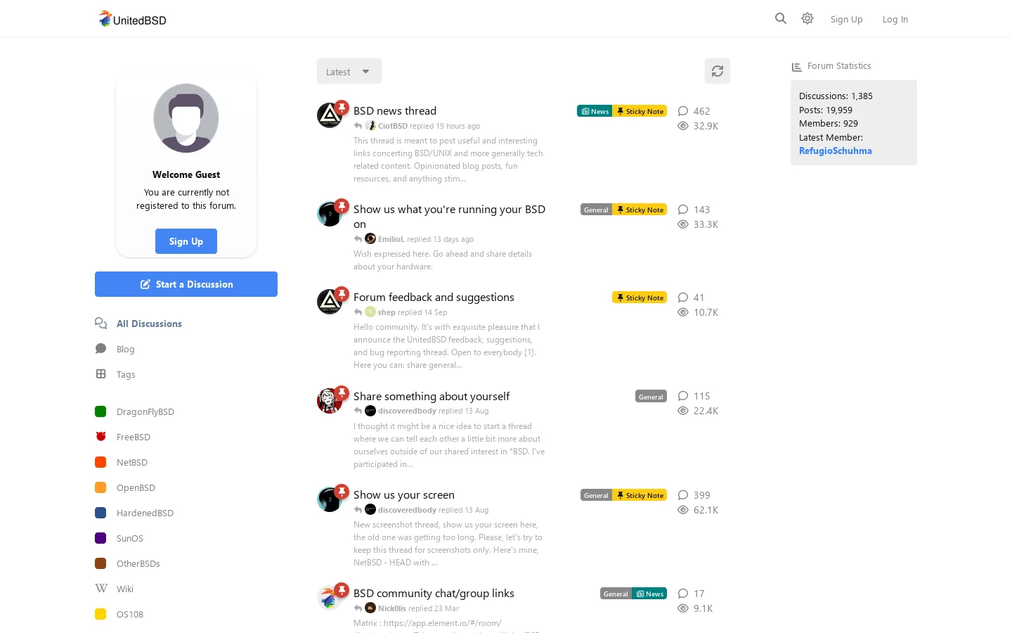 UnitedBSD Homepage screenshot