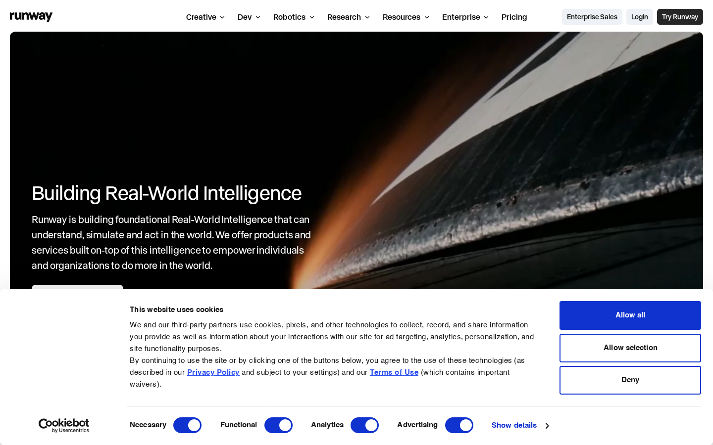 Runway Homepage screenshot