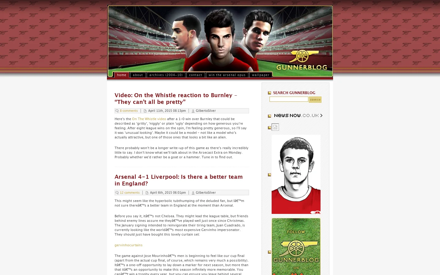 Gunnerblog Homepage screenshot
