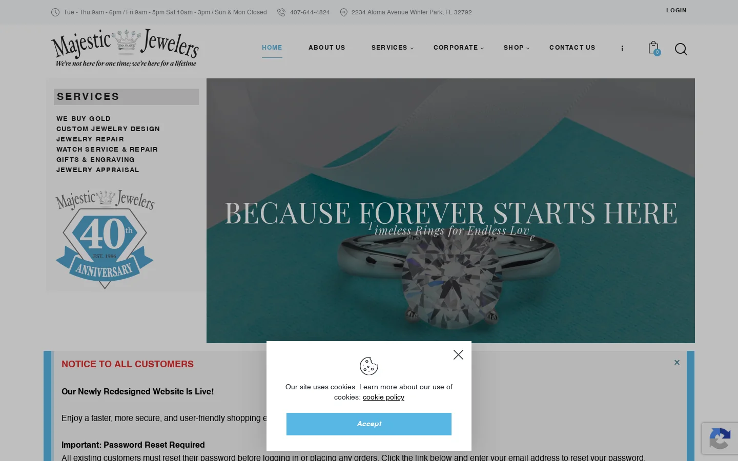 Jewelry Store in Winter Park, FL | Buy & Sell Gold, Diamonds, Custom Jewelry, Watch Repair Homepage screenshot