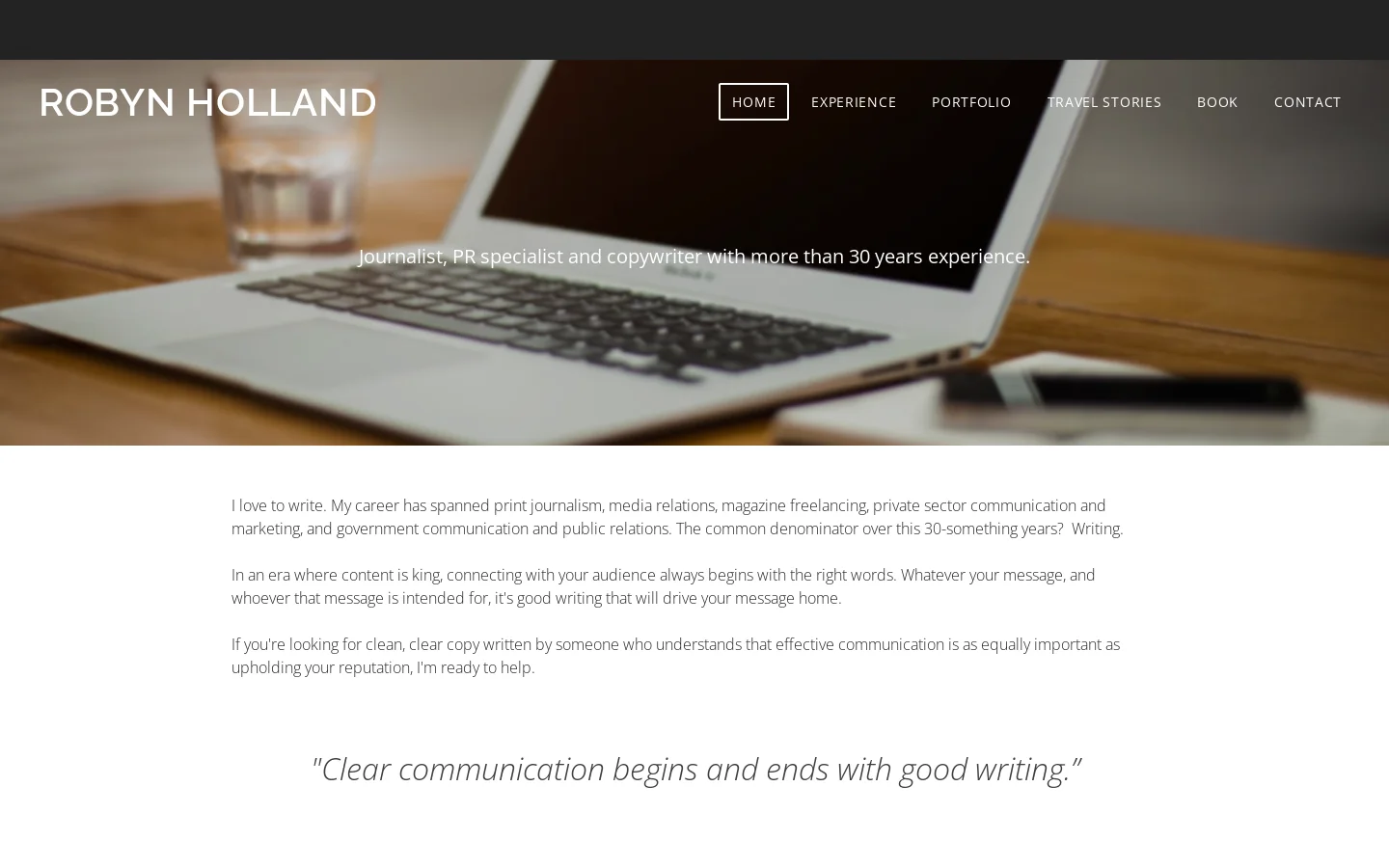 Robyn Holland Homepage screenshot